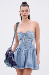 QUEEN OF IT ALL MINI DRESS IN DENIM