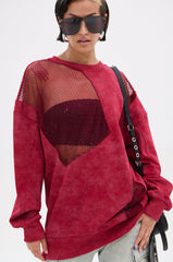 OPEN FOR BUSINESS SWEATSHIRT IN BURGUNDY