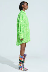 VERONICA SEQUIN COLLARED SHIRT DRESS