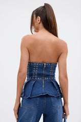 SOFIA DENIM CORSET WITH GROMMET