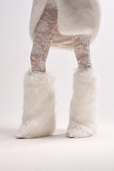 AZALEA WANG ARETE WHITE FUR STILETTO BOOT
