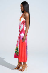 TIME MOVES FAST PRINTED MIDI DRESS