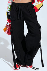 THINK ABOUT IT BLACK DENIM CARGO JOGGER