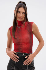 SEXY LITTLE SNAKE MESH TOP IN RED