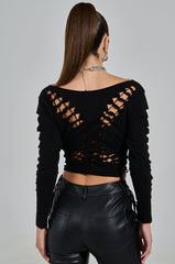 RIP ME OUT DISTRESSED LONG SLEEVE TOP