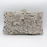 Floral Rhinestone Evening Clutch for Women – Bridal Wedding & Banquet Handbag