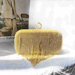 2025 European and American Rhinestone Tassel Dinner Bag - Small Square Handbag for Evening Dress