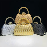 Rhinestone Evening Clutch Bag for Women – Crystal Handle Formal Wedding & Party Handbag