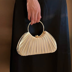 Pleated Evening Clutch with Ring Detail for Dinner Party and Banquet