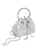Rhinestone Bucket Evening Bag for Women – Chain Strap Shoulder and Dinner Handbag
