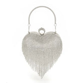 Heart-Shaped Evening Clutch Bag for Women – Tiled Pattern Formal Handbag