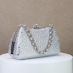 Diamond-Detail Handheld Bridal Clutch for Wedding, Dinner, and Banquet