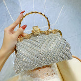 Rhinestone Evening Handbag for Women – Top Handle and Chain Strap Formal Clutch