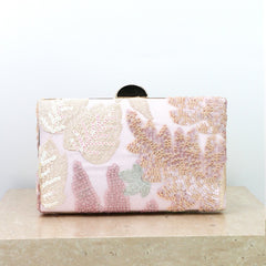 Elegant Purple Floral Sequin Evening Bag – Gold Chain Clutch for Women