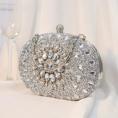 Floral Rhinestone Evening Clutch for Women – Formal Wedding & Banquet Handbag