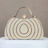 Light Luxury Pearl Evening Handbag with Diamond Detail and Crossbody Strap