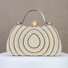 Light Luxury Pearl Evening Handbag with Diamond Detail and Crossbody Strap