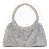 Rhinestone Evening Clutch with Shiny Ring Detail, Handheld or Crossbody Design