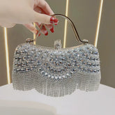 Rhinestone Tassel Evening Clutch for Women – Wedding & Banquet Shoulder Crossbody Bag