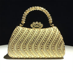 Rhinestone Evening Clutch Bag for Women – Crystal Handle Formal Wedding & Party Handbag