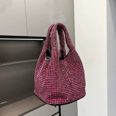 Rhinestone Bucket Bag for Women – Chain Strap Shoulder & Crossbody Handbag