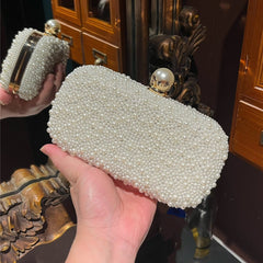 Beaded Evening Clutch Bag with Pearl Detail for Dinner Party and Banquet
