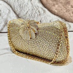 Diamond-Encrusted Evening Clutch with Crossbody Strap for Banquet and Formal Events
