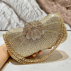 Diamond-Encrusted Evening Clutch with Crossbody Strap for Banquet and Formal Events