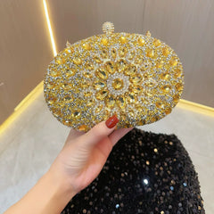 Sunflower Rhinestone Clutch for Women – Formal Party & Banquet Crossbody Bag