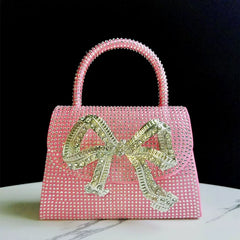 Rhinestone Bow Evening Bag for Women – Chain Strap Shoulder & Crossbody Handbag