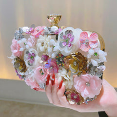 Floral Evening Clutch Bag for Women – Top Handle Formal Handbag for Dinner and Banquet