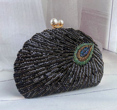 Beaded Embroidered Evening Clutch Bag – Vintage Style Handheld Formal Handbag
