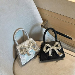 Rhinestone Bow Evening Bag for Women – Chain Strap Shoulder & Crossbody Handbag