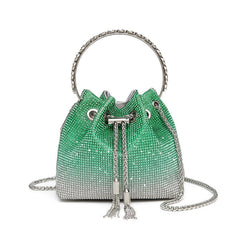 Rhinestone Bucket Evening Bag for Women – Chain Strap Shoulder and Dinner Handbag