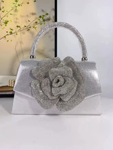 European and American Style Diamond Rose Handbag - Elegant Evening Bag with Crystal Detailing