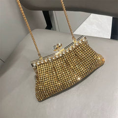 European and American Rhinestone Evening Bags – Shiny Clutch, Shoulder, and Clip Bags for Women