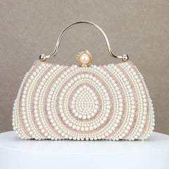 Light Luxury Pearl Evening Handbag with Diamond Detail and Crossbody Strap