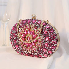 Floral Rhinestone Evening Clutch for Women – Formal Wedding & Banquet Handbag