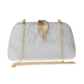 New Fashion Simple Leaf Clutch – Glitter Fabric Banquet Dinner Bag, Small Square Wedding Bag