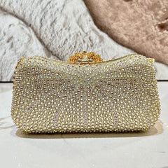 Diamond-Encrusted Evening Clutch with Crossbody Strap for Banquet and Formal Events