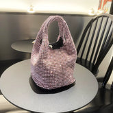 Rhinestone Bucket Bag for Women – Chain Strap Shoulder & Crossbody Handbag
