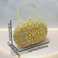 Sunflower Rhinestone Clutch for Women – Formal Party & Banquet Crossbody Bag