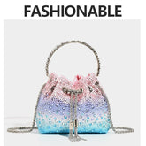New Shiny Rhinestone Bucket Bag – Fashionable High-End Sequin Handheld, Shoulder, and Crossbody Bag