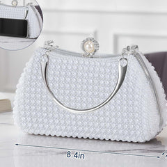 Elegant Pearl Evening Bag with Crossbody Strap for Dinner and Formal Events