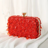 Colorful Ruffled Clutch Bag – Diamond-Embellished Evening Bag for Women, Available in Multiple Colors