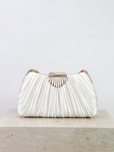Elegant Satin Pleated Evening Clutch Bag with Buckle for Wedding and Banquet