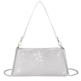 Crystal Rhinestone Evening Bag – Metallic Chain Strap Clutch for Women (Multiple Colors)