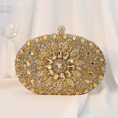 Floral Rhinestone Evening Clutch for Women – Formal Wedding & Banquet Handbag