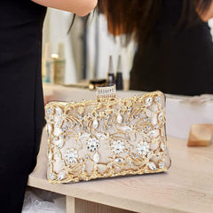 Floral Rhinestone Clutch Bag for Dinner and Banquet, Perfect for Cheongsam and Evening Dresses