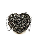 Heart-Shaped Rhinestone Evening Bag for Women – Shoulder & Crossbody Party Clutch